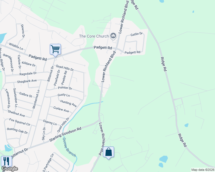 map of restaurants, bars, coffee shops, grocery stores, and more near 1817 Lower Richland Boulevard in Hopkins