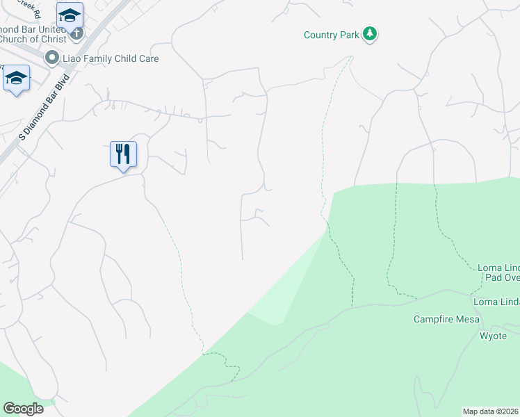 map of restaurants, bars, coffee shops, grocery stores, and more near 22883 Canyon View Road in Diamond Bar