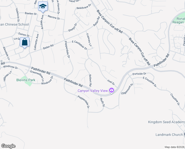map of restaurants, bars, coffee shops, grocery stores, and more near 2341 Thelma Lane in Rowland Heights