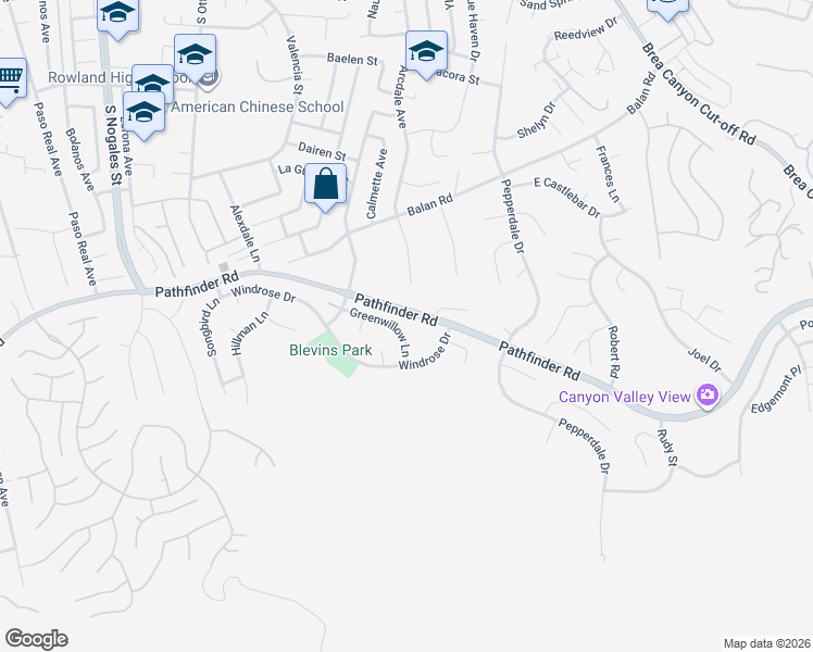 map of restaurants, bars, coffee shops, grocery stores, and more near 19519 Greenwillow Lane in Rowland Heights