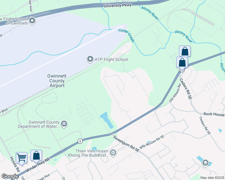 map of restaurants, bars, coffee shops, grocery stores, and more near 437 Grenier Terrace Northeast in Lawrenceville