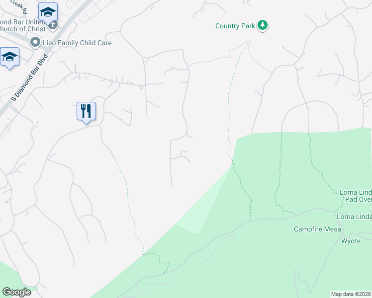 map of restaurants, bars, coffee shops, grocery stores, and more near 22883 Canyon View Road in Diamond Bar