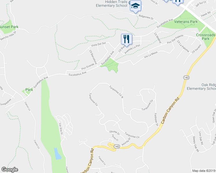 map of restaurants, bars, coffee shops, grocery stores, and more near 15306 Turquoise Circle North in Chino Hills