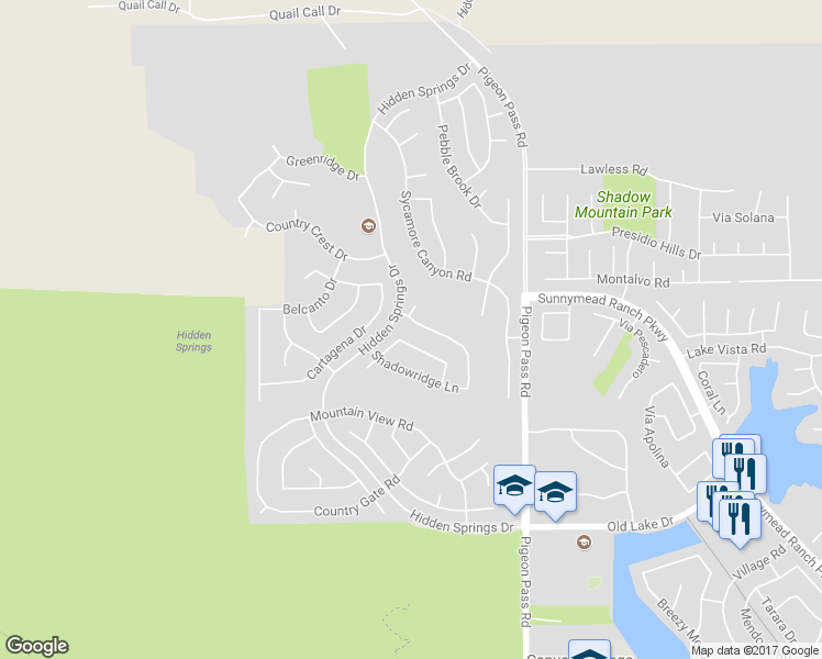 map of restaurants, bars, coffee shops, grocery stores, and more near 22721 Mesa Springs Way in Moreno Valley