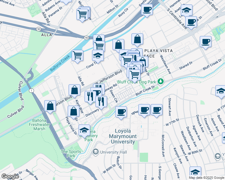 map of restaurants, bars, coffee shops, grocery stores, and more near 12887 Hammock Lane in Los Angeles