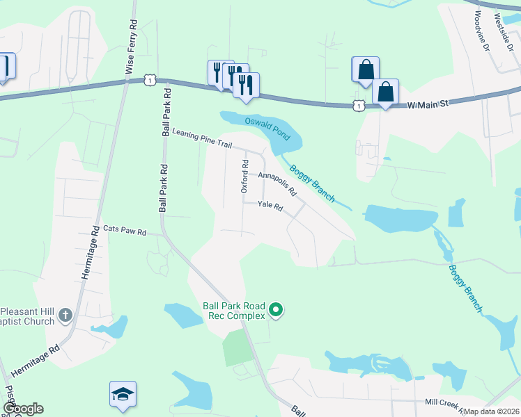 map of restaurants, bars, coffee shops, grocery stores, and more near 100 Leaning Pine Trail in Lexington