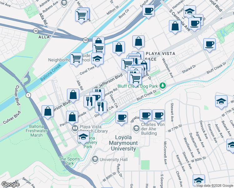 map of restaurants, bars, coffee shops, grocery stores, and more near 12868 Hammock Lane in Los Angeles