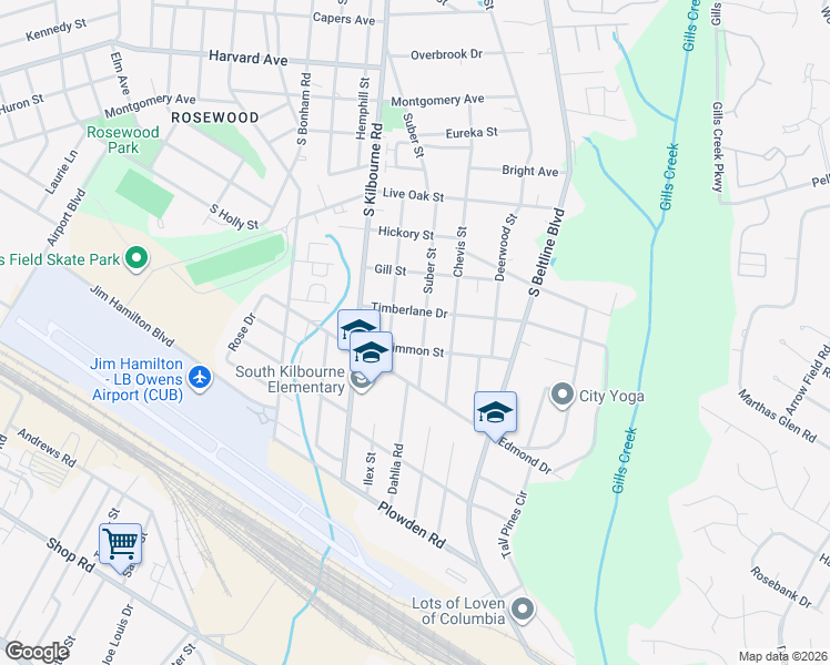 map of restaurants, bars, coffee shops, grocery stores, and more near 1200 Hancock Street in Columbia