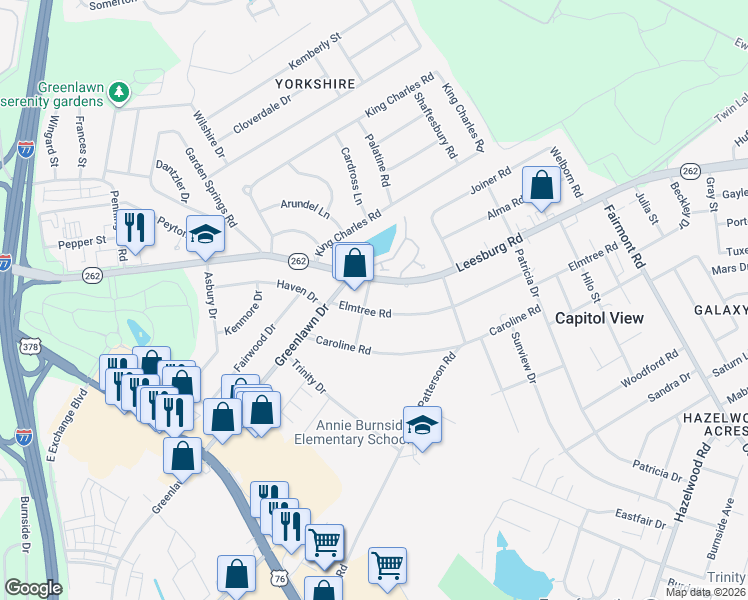 map of restaurants, bars, coffee shops, grocery stores, and more near 1420 Leesburg Road in Columbia