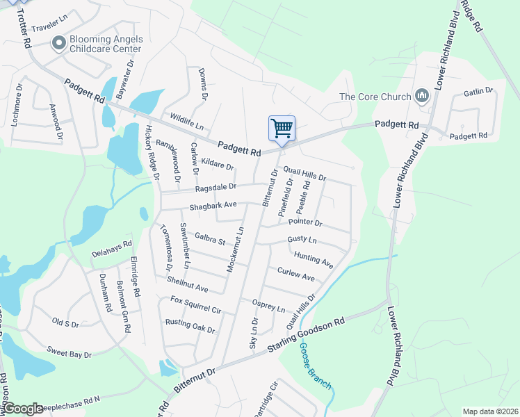 map of restaurants, bars, coffee shops, grocery stores, and more near 600 Bitternut Drive in Columbia