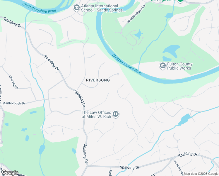 map of restaurants, bars, coffee shops, grocery stores, and more near 8100 River Circle in Atlanta