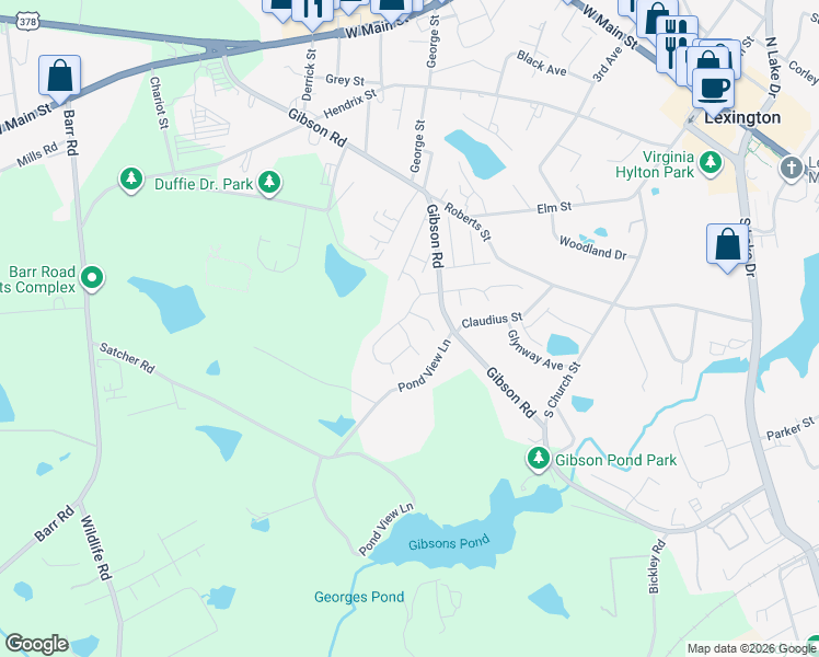 map of restaurants, bars, coffee shops, grocery stores, and more near 100 Spring View Court in Lexington