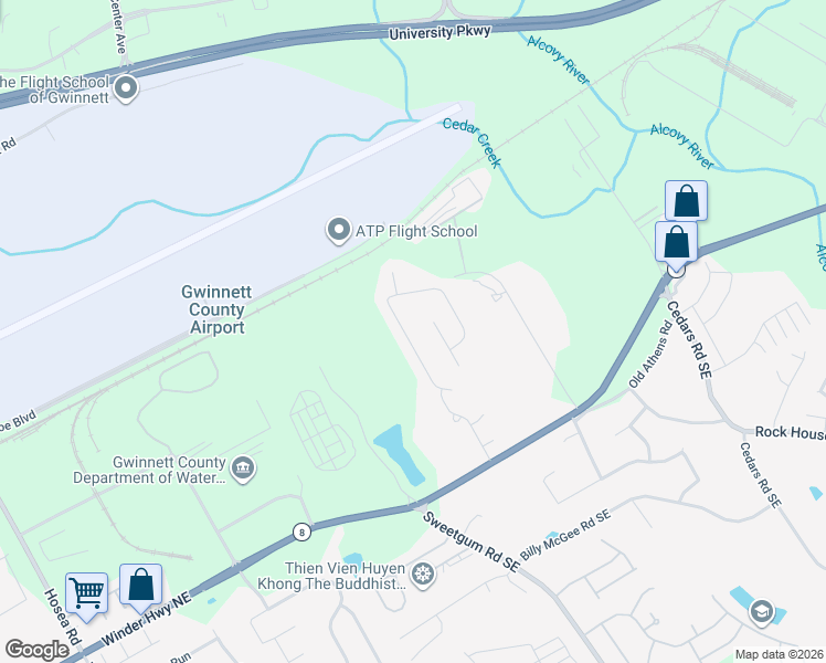 map of restaurants, bars, coffee shops, grocery stores, and more near 437 Grenier Terrace Northeast in Lawrenceville