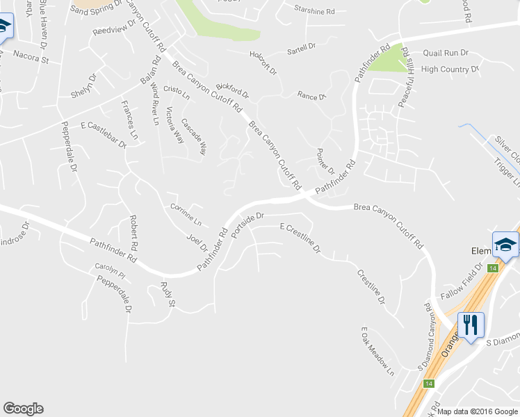 map of restaurants, bars, coffee shops, grocery stores, and more near 20319 Portside Drive in Walnut