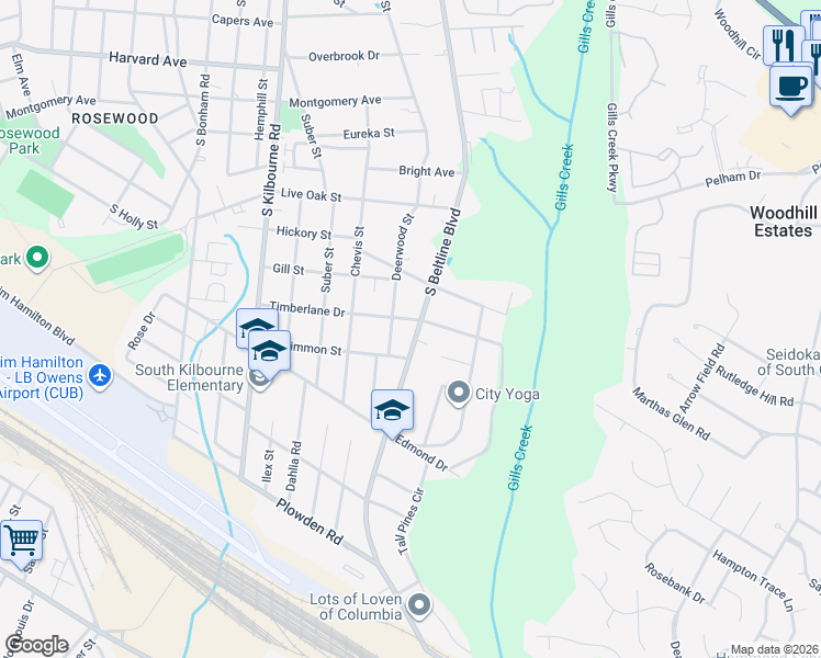 map of restaurants, bars, coffee shops, grocery stores, and more near in Columbia
