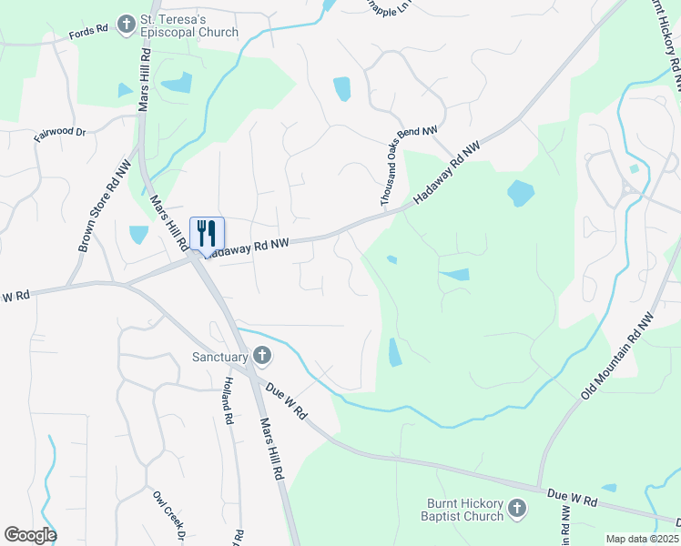 map of restaurants, bars, coffee shops, grocery stores, and more near 735 Oak Mountain Road Northwest in Kennesaw