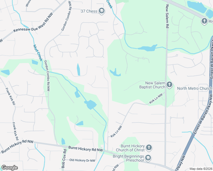 map of restaurants, bars, coffee shops, grocery stores, and more near 2702 Tarpley Place Northwest in Kennesaw