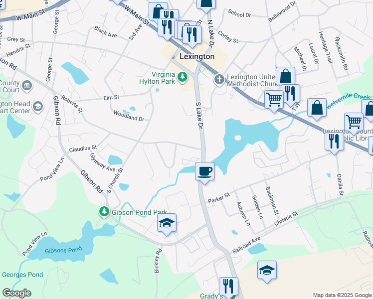 map of restaurants, bars, coffee shops, grocery stores, and more near 126 Roberts Street in Lexington