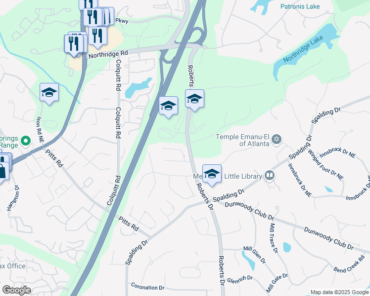 map of restaurants, bars, coffee shops, grocery stores, and more near 145 Smithdun Lane in Atlanta
