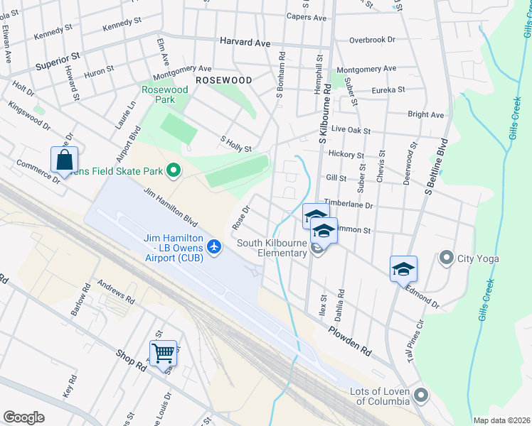 map of restaurants, bars, coffee shops, grocery stores, and more near 1302 South Ott Road in Columbia