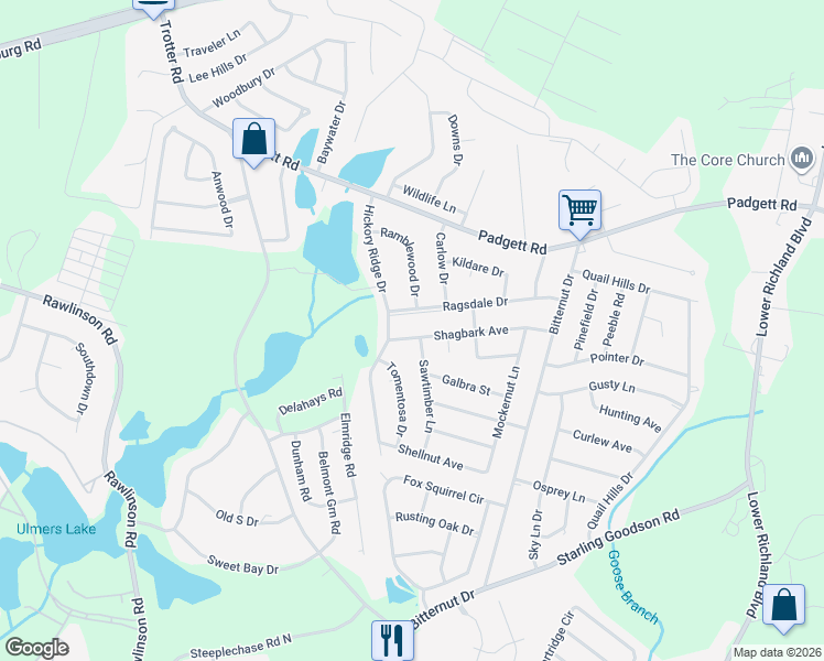 map of restaurants, bars, coffee shops, grocery stores, and more near 325 Shagbark Avenue in Columbia