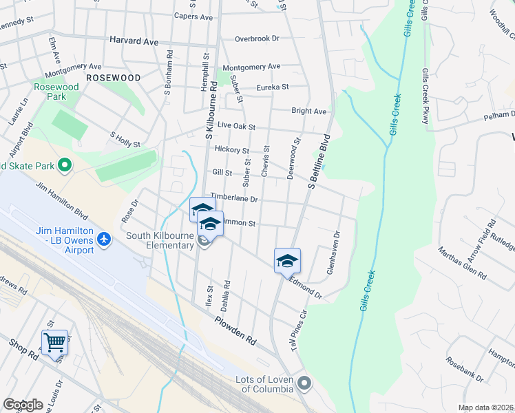 map of restaurants, bars, coffee shops, grocery stores, and more near 1203 Chevis Street in Columbia