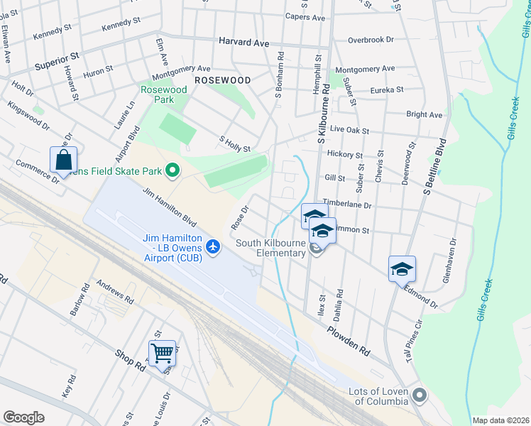 map of restaurants, bars, coffee shops, grocery stores, and more near 1302 South Ott Road in Columbia