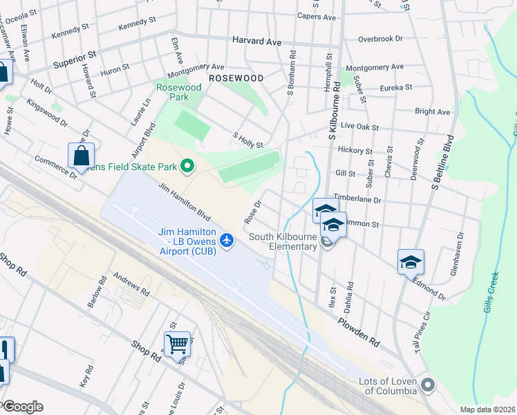 map of restaurants, bars, coffee shops, grocery stores, and more near 30 Kolob Street in Columbia