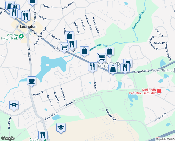 map of restaurants, bars, coffee shops, grocery stores, and more near 126 Swartz Road in Lexington