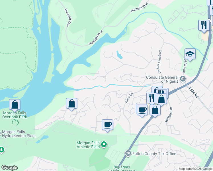 map of restaurants, bars, coffee shops, grocery stores, and more near 430 Hadley Court in Atlanta