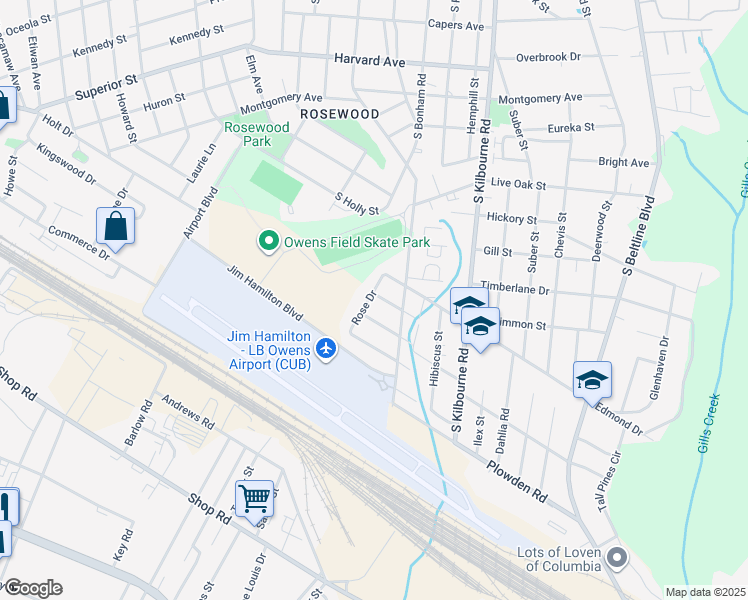 map of restaurants, bars, coffee shops, grocery stores, and more near 30 Kolob Street in Columbia