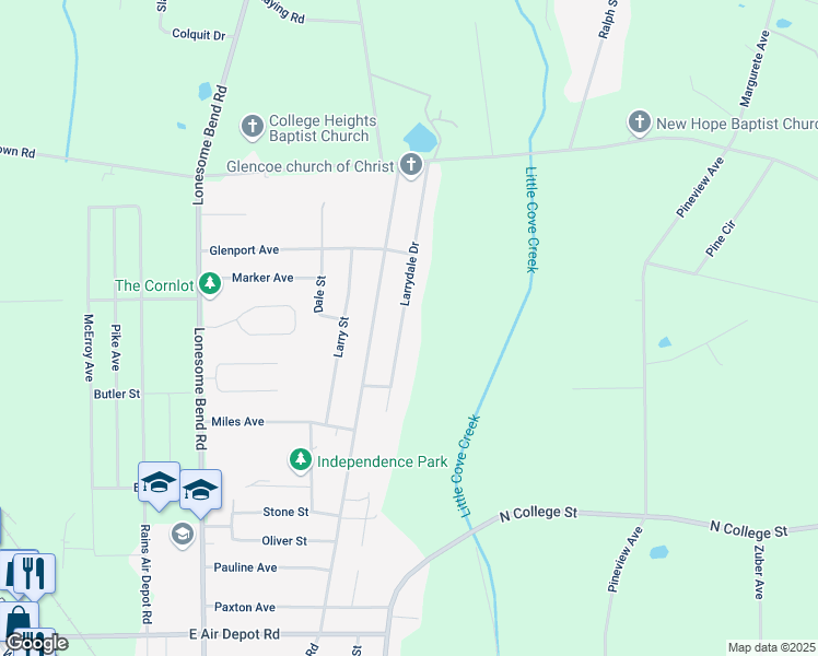 map of restaurants, bars, coffee shops, grocery stores, and more near 1200 Larrydale Drive in Gadsden