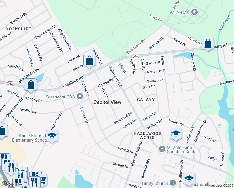 map of restaurants, bars, coffee shops, grocery stores, and more near 10 Tama Road in Columbia