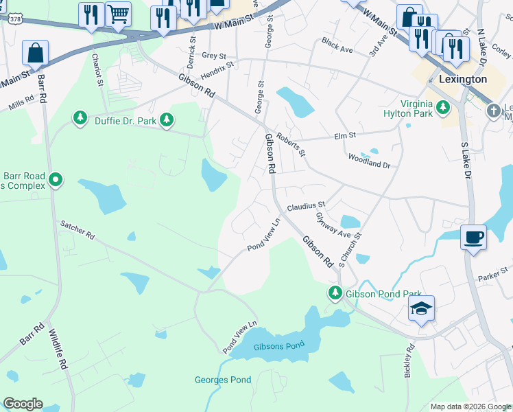 map of restaurants, bars, coffee shops, grocery stores, and more near 100 Spring View Court in Lexington