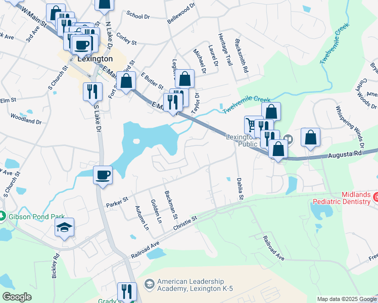 map of restaurants, bars, coffee shops, grocery stores, and more near 119 Mill Street in Lexington
