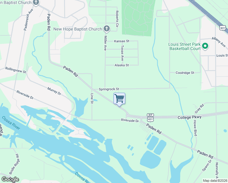 map of restaurants, bars, coffee shops, grocery stores, and more near 1705 Springrock Street in Gadsden