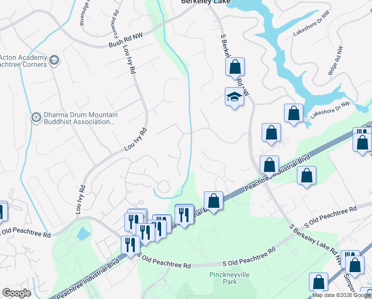 map of restaurants, bars, coffee shops, grocery stores, and more near 3393 Glen Devon Lane in Duluth