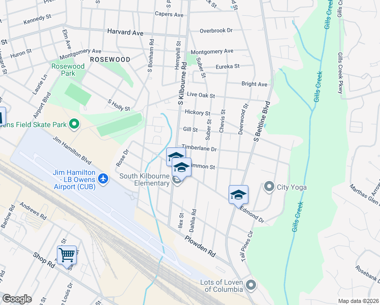map of restaurants, bars, coffee shops, grocery stores, and more near 1200 Hancock Street in Columbia