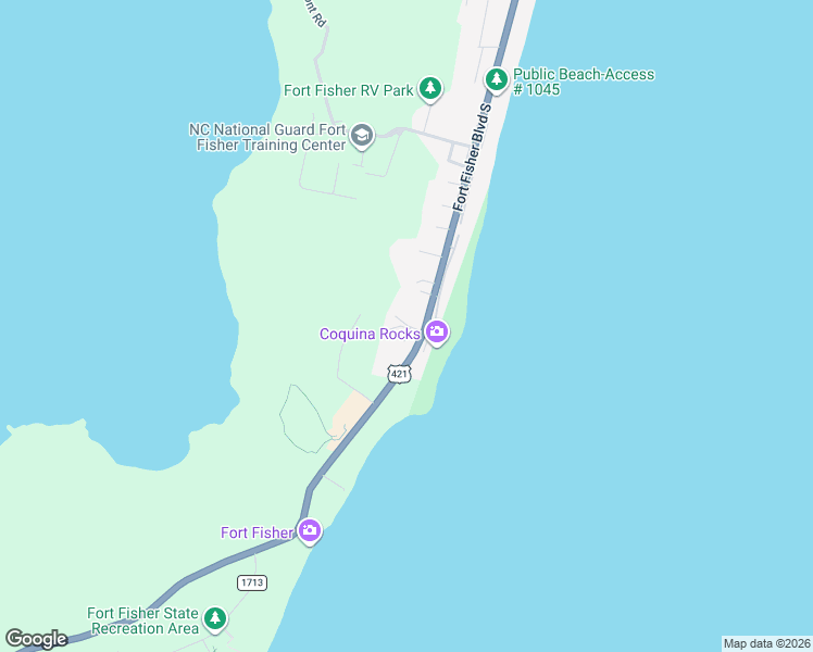 map of restaurants, bars, coffee shops, grocery stores, and more near 2404 Surfrider Court in Kure Beach