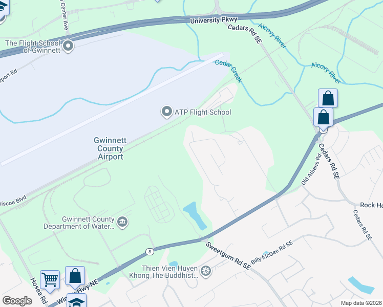 map of restaurants, bars, coffee shops, grocery stores, and more near 456 Grenier Terrace Northeast in Lawrenceville
