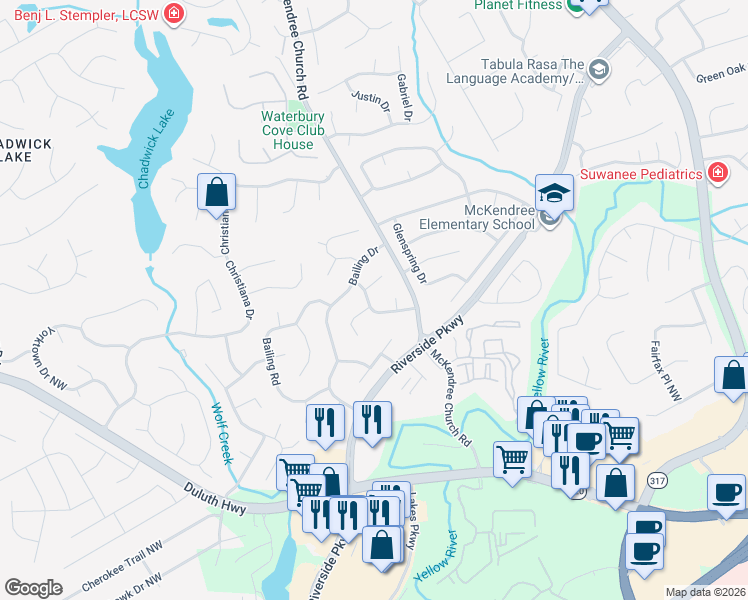 map of restaurants, bars, coffee shops, grocery stores, and more near 991 Orchard Mill Lane in Lawrenceville