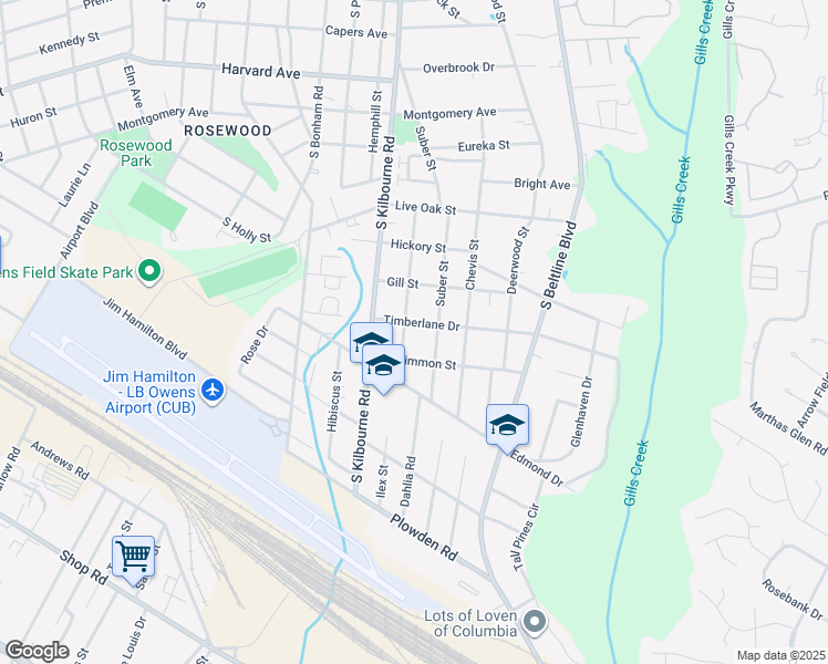 map of restaurants, bars, coffee shops, grocery stores, and more near 1200 Hancock Street in Columbia