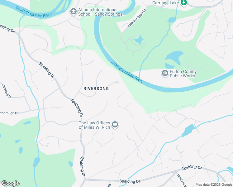 map of restaurants, bars, coffee shops, grocery stores, and more near 8100 River Circle in Atlanta