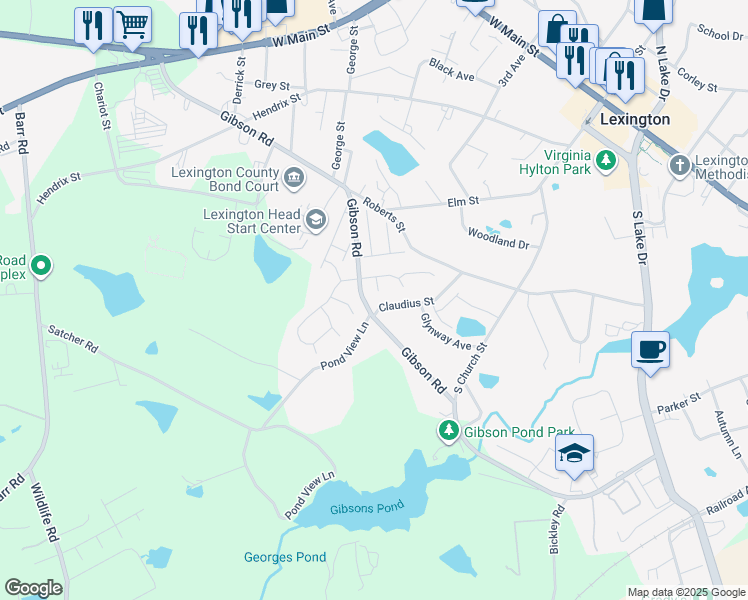 map of restaurants, bars, coffee shops, grocery stores, and more near 112 Gibson Forest Court in Lexington