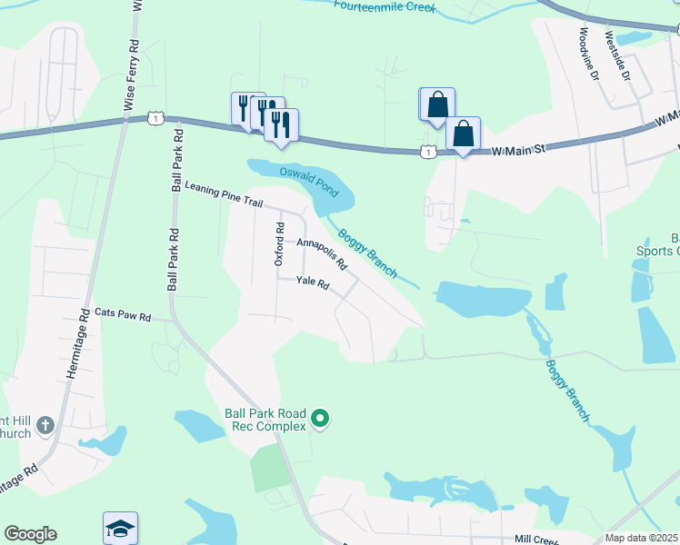 map of restaurants, bars, coffee shops, grocery stores, and more near 336 Annapolis Road in Lexington