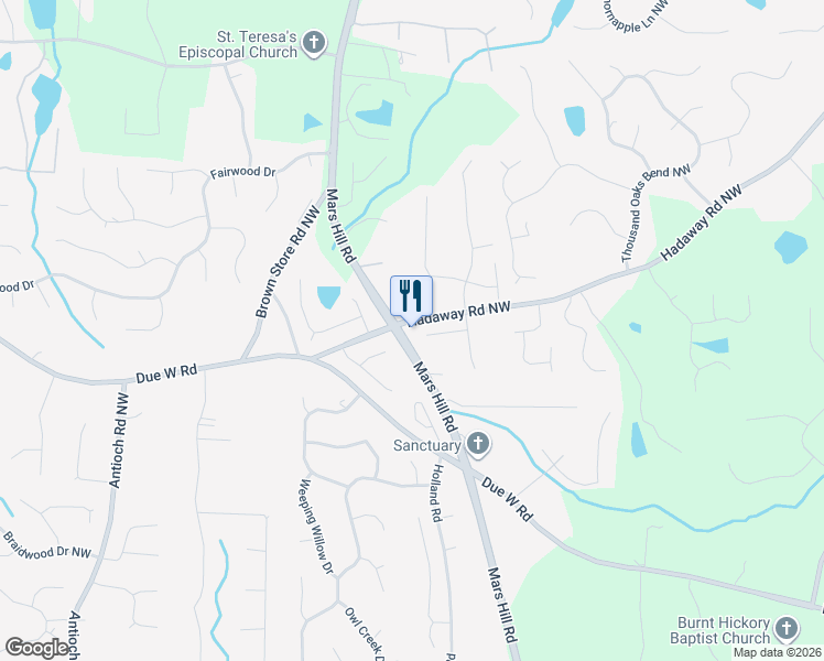 map of restaurants, bars, coffee shops, grocery stores, and more near 5600 Karingway Court Northwest in Kennesaw