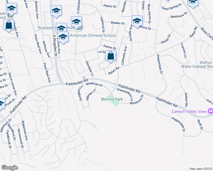 map of restaurants, bars, coffee shops, grocery stores, and more near 19335 Windrose Drive in Rowland Heights