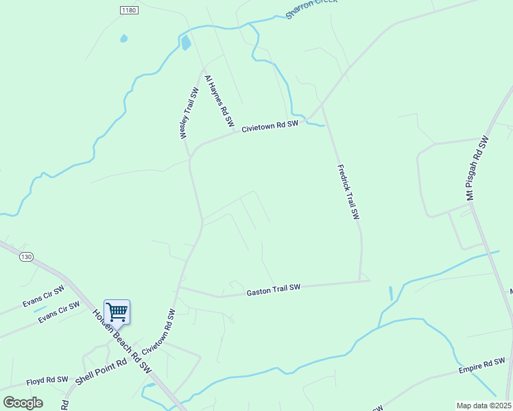 map of restaurants, bars, coffee shops, grocery stores, and more near 1967 Deer Vista Drive Southwest in Brunswick County