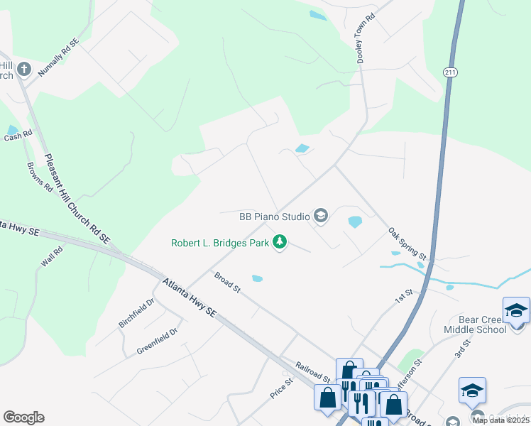 map of restaurants, bars, coffee shops, grocery stores, and more near 1701 Granite Lane in Statham