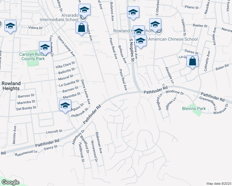 map of restaurants, bars, coffee shops, grocery stores, and more near 2367 Almeza Avenue in Rowland Heights